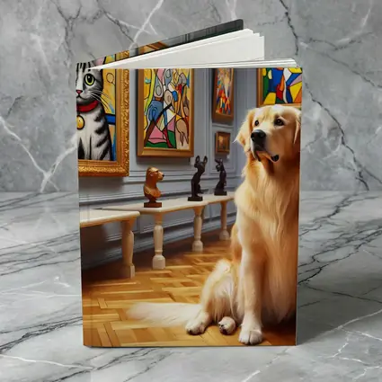 Golden Retriever Dog in Art Museum Gallery