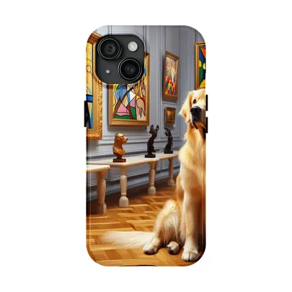 Golden Retriever Dog in Art Museum Gallery