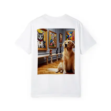 Golden Retriever Dog in Art Museum Gallery