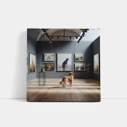 Golden Retriever Dog in Art Gallery