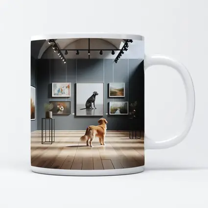 Golden Retriever Dog in Art Gallery