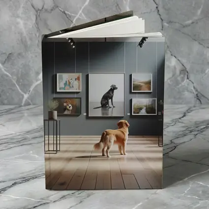 Golden Retriever Dog in Art Gallery