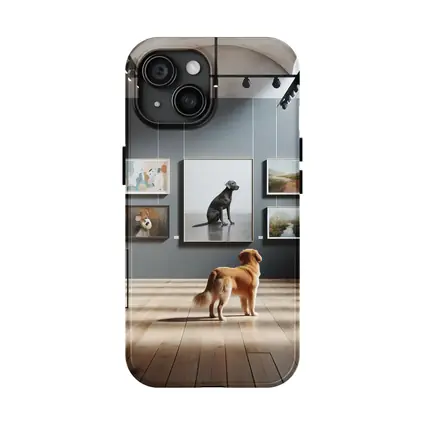 Golden Retriever Dog in Art Gallery