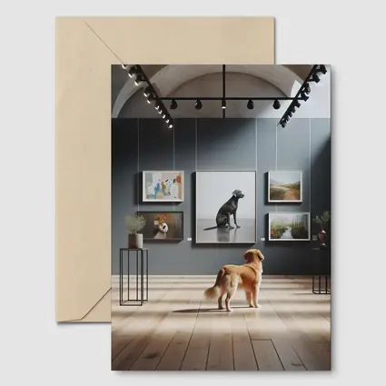 Golden Retriever Dog in Art Gallery