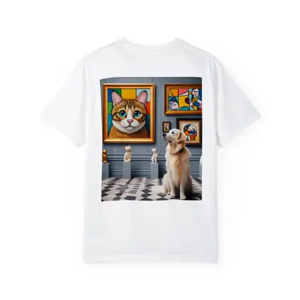 Golden Retriever Admiring Cat Portrait Art Gallery