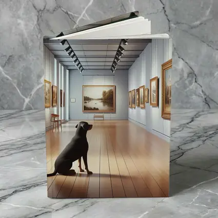 Black Labrador Sitting In Art Gallery