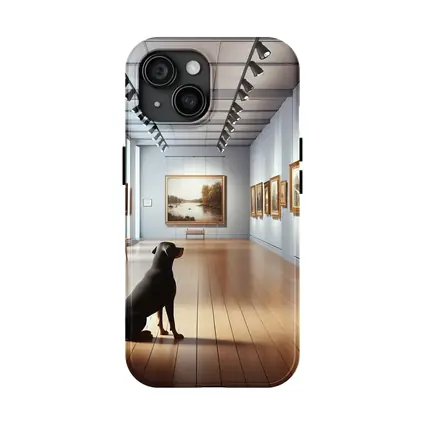 Black Labrador Sitting In Art Gallery