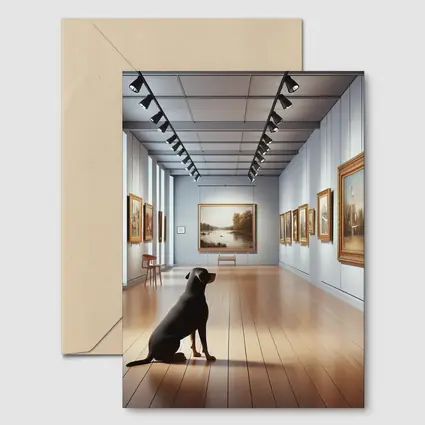 Black Labrador Sitting In Art Gallery