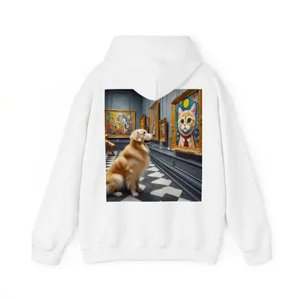 Golden Retriever Admiring Cat Portrait Art Gallery