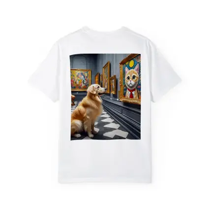 Golden Retriever Admiring Cat Portrait Art Gallery