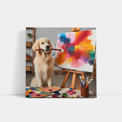 Golden Retriever Painting On Canvas Art Studio