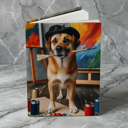 Dog Artist Painter Beret Studio Canvas