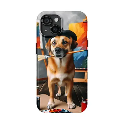Dog Artist Painter Beret Studio Canvas