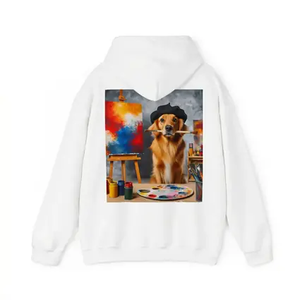 Golden Retriever Artist Wearing Beret Painting