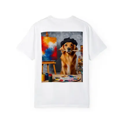 Golden Retriever Artist Wearing Beret Painting
