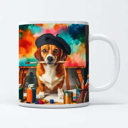 Beagle Artist Beret Paintbrush Colorful Studio