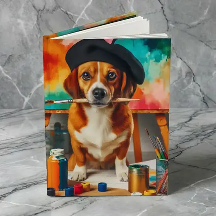 Beagle Artist Beret Paintbrush Colorful Studio