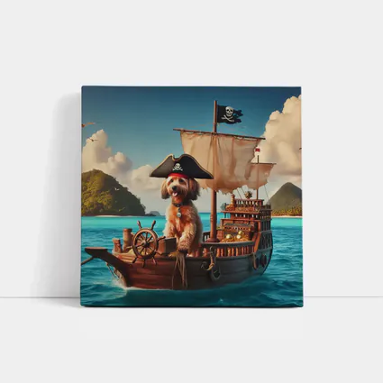 Goldendoodle Pirate Captain On Sailing Ship