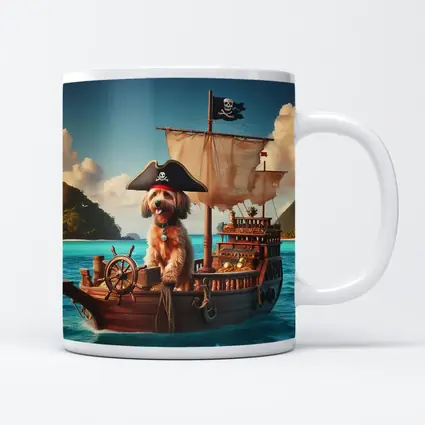 Goldendoodle Pirate Captain On Sailing Ship