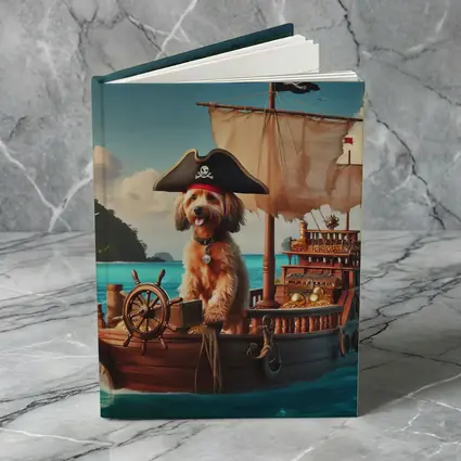 Goldendoodle Pirate Captain On Sailing Ship