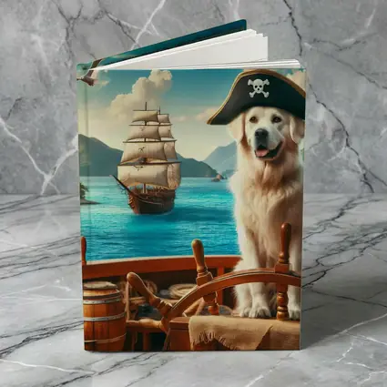 Golden Retriever Pirate Captain Tropical Ship
