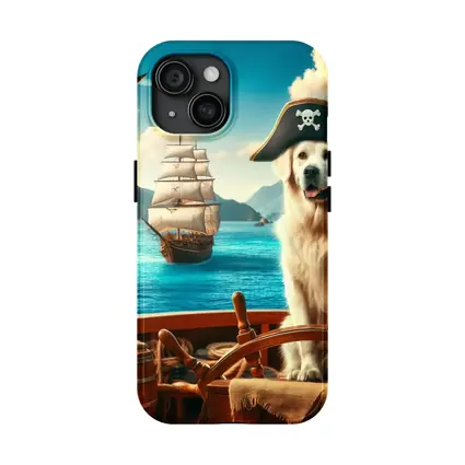 Golden Retriever Pirate Captain Tropical Ship