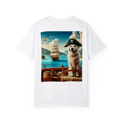 Golden Retriever Pirate Captain Tropical Ship