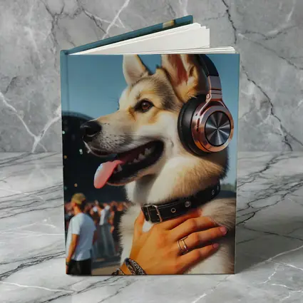 Husky Dog Wearing Headphones at Music Festival