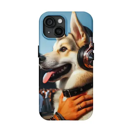 Husky Dog Wearing Headphones at Music Festival