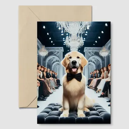 Golden Retriever Puppy Bow Tie Fashion Runway