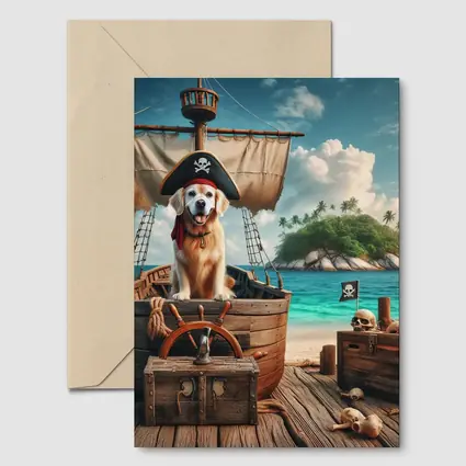 Golden Retriever Pirate Dog Tropical Island