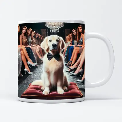 Golden Retriever Bow Tie Fashion Show Setting
