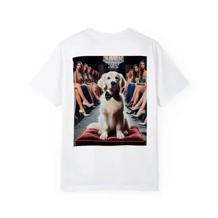 Golden Retriever Bow Tie Fashion Show Setting