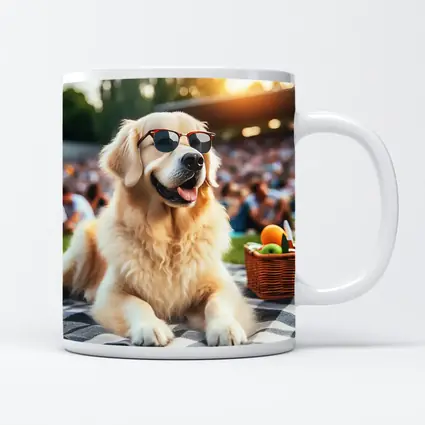 Golden Retriever Sunglasses Picnic Summer Outdoors