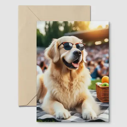 Golden Retriever Sunglasses Picnic Summer Outdoors