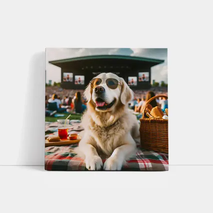 Golden Retriever Sunglasses Outdoor Concert Festival