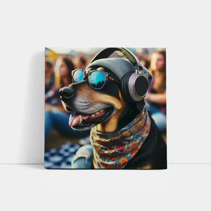 Cool Dog Sunglasses Headphones Music Festival