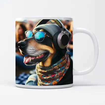 Cool Dog Sunglasses Headphones Music Festival