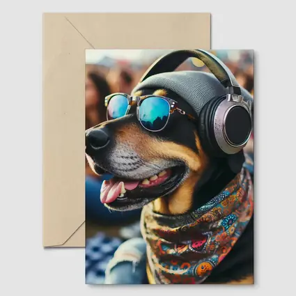 Cool Dog Sunglasses Headphones Music Festival