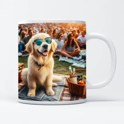 Golden Retriever Sunglasses Outdoor Picnic Crowd