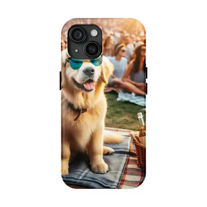 Golden Retriever Sunglasses Outdoor Picnic Crowd