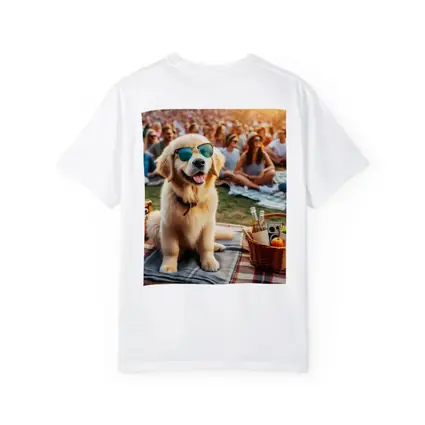 Golden Retriever Sunglasses Outdoor Picnic Crowd