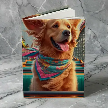 Golden Retriever Riding Roller Coaster Amusement Park
