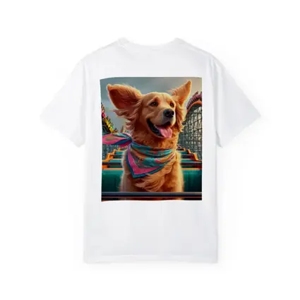 Golden Retriever Riding Roller Coaster Amusement Park