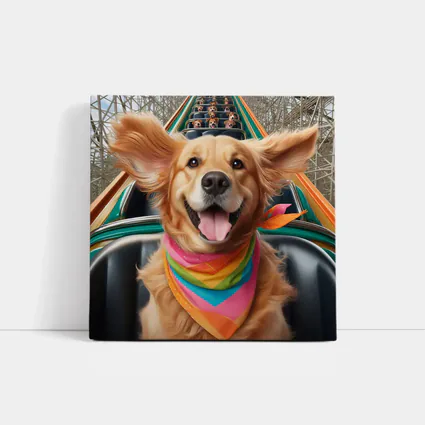 Golden Retriever Roller Coaster Ride Colorful Bandana