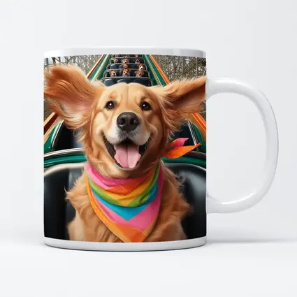 Golden Retriever Roller Coaster Ride Colorful Bandana