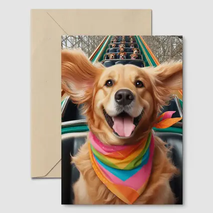 Golden Retriever Roller Coaster Ride Colorful Bandana