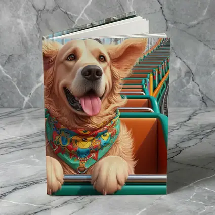 Golden Retriever Riding Roller Coaster Cartoon