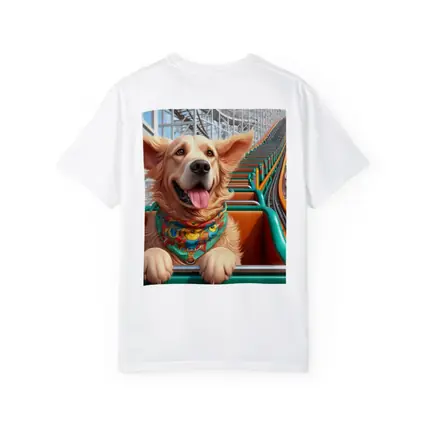 Golden Retriever Riding Roller Coaster Cartoon