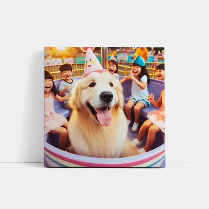 Golden Retriever Party Hat Amusement Park Ride